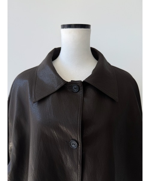 miies miim(ミーエスミーム)の「soft leather over jacket(テーラードジャケット・レディース・ブラウン/ブラック・FREE)」の7枚目の写真
