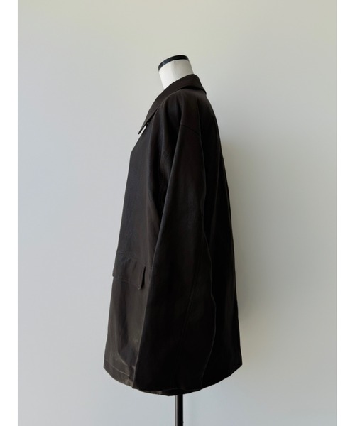 miies miim(ミーエスミーム)の「soft leather over jacket(テーラードジャケット・レディース・ブラウン/ブラック・FREE)」の3枚目の写真