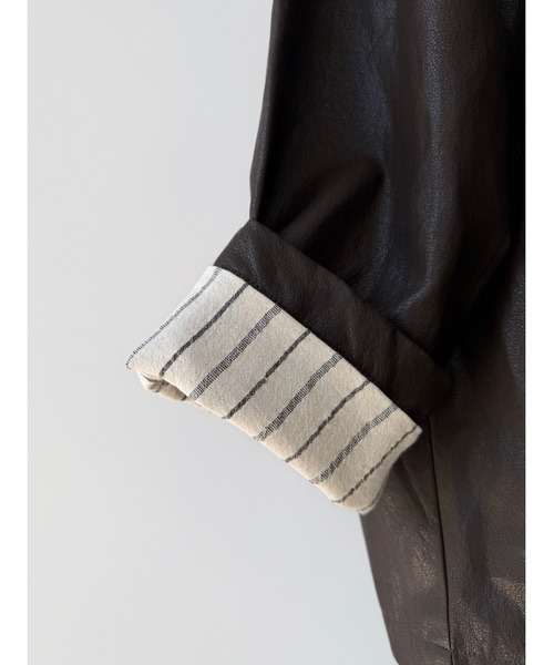 miies miim(ミーエスミーム)の「soft leather over jacket(テーラードジャケット・レディース・ブラウン/ブラック・FREE)」の5枚目の写真