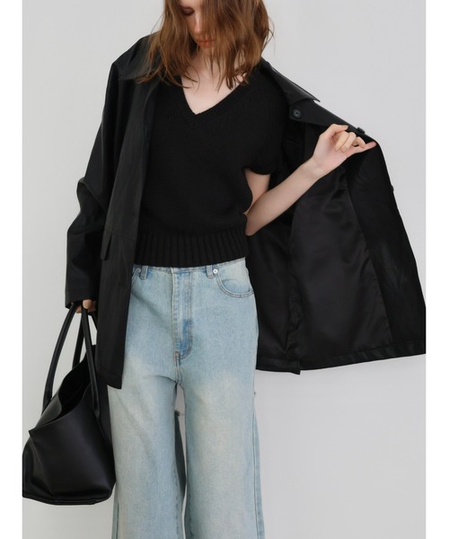 miies miim(ミーエスミーム)の「soft leather over jacket(テーラードジャケット・レディース・ブラウン/ブラック・FREE)」の9枚目の写真
