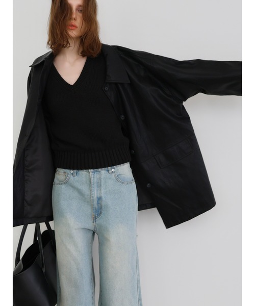 miies miim(ミーエスミーム)の「soft leather over jacket(テーラードジャケット・レディース・ブラウン/ブラック・FREE)」の10枚目の写真