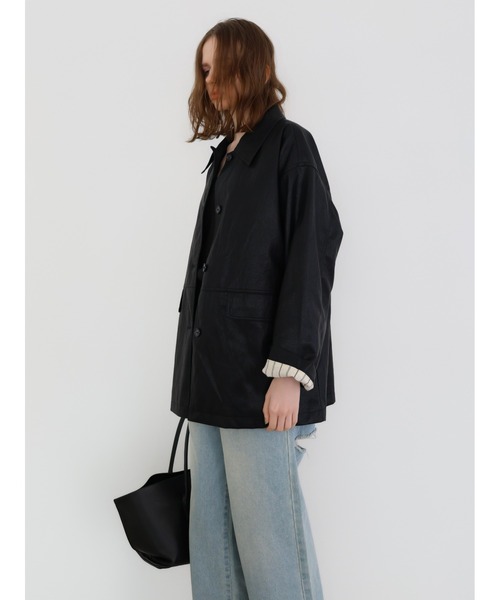 miies miim(ミーエスミーム)の「soft leather over jacket(テーラードジャケット・レディース・ブラウン/ブラック・FREE)」の14枚目の写真