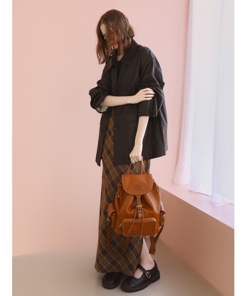miies miim(ミーエスミーム)の「soft leather over jacket(テーラードジャケット・レディース・ブラウン/ブラック・FREE)」の8枚目の写真