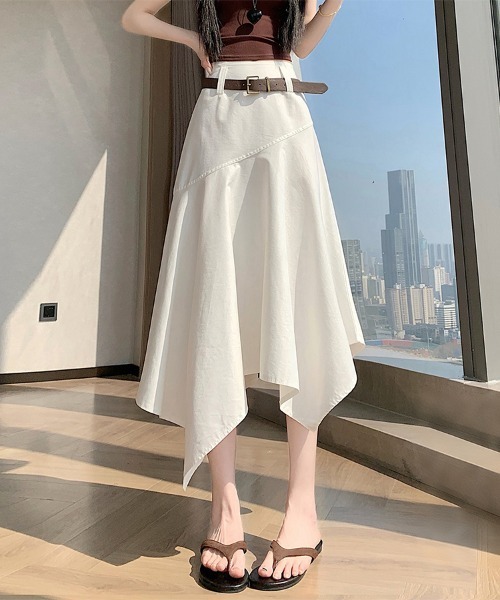 ONEP STAR（ワンピスター）の「アシンメトリーフレアスカート（スカート・レディース・ダークブルー/オフホワイト・SMALL/MEDIUM/LARGE/X-LARGE）」の10枚目の写真