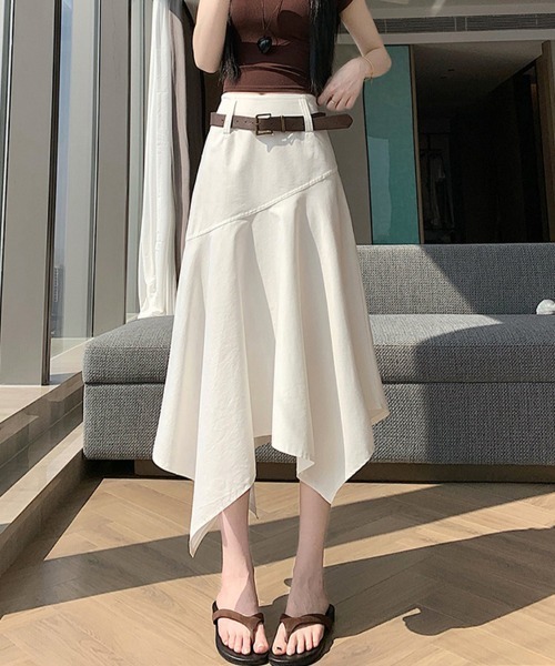 ONEP STAR（ワンピスター）の「アシンメトリーフレアスカート（スカート・レディース・ダークブルー/オフホワイト・SMALL/MEDIUM/LARGE/X-LARGE）」の13枚目の写真