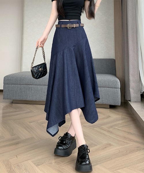 ONEP STAR（ワンピスター）の「アシンメトリーフレアスカート（スカート・レディース・ダークブルー/オフホワイト・SMALL/MEDIUM/LARGE/X-LARGE）」の15枚目の写真