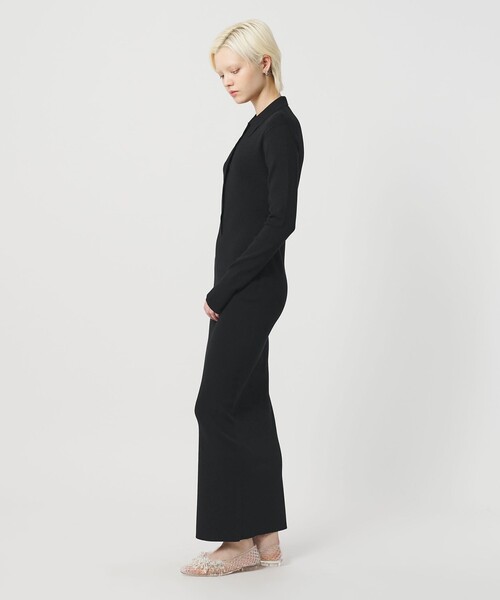 H BEAUTY&YOUTH UNITED ARROWS(エイチビューティーアンドユースユナイテッドアローズ)の「<H>リブ ポロカラー ニットワンピース(ワンピース・レディース・ダークグリーン・FREE)」の3枚目の写真