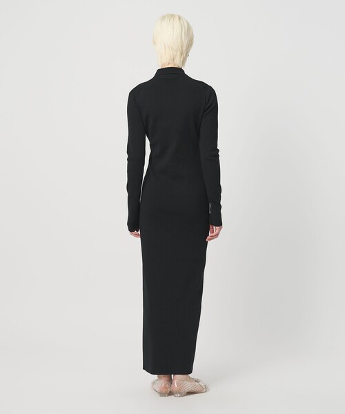 H BEAUTY&YOUTH UNITED ARROWS(エイチビューティーアンドユースユナイテッドアローズ)の「<H>リブ ポロカラー ニットワンピース(ワンピース・レディース・ダークグリーン・FREE)」の4枚目の写真