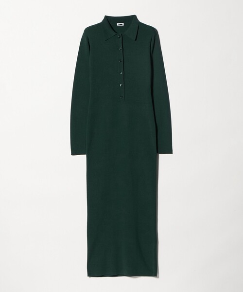 H BEAUTY&YOUTH UNITED ARROWS(エイチビューティーアンドユースユナイテッドアローズ)の「<H>リブ ポロカラー ニットワンピース(ワンピース・レディース・ダークグリーン・FREE)」の6枚目の写真