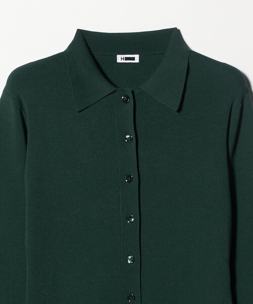 H BEAUTY&YOUTH UNITED ARROWS(エイチビューティーアンドユースユナイテッドアローズ)の「<H>リブ ポロカラー ニットワンピース(ワンピース・レディース・ダークグリーン・FREE)」の8枚目の写真