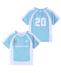 Womens Mesh Crop Football Tee Light Blue