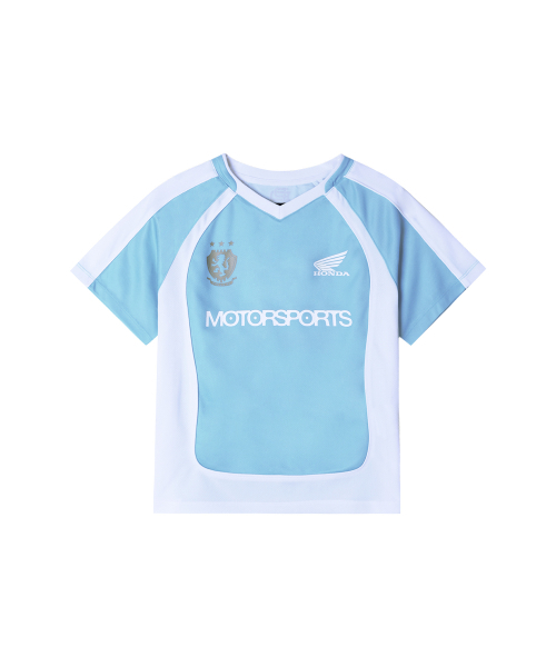 PHYPS MOTORCYCLE（フィップスモーターサイクル）の「Womens Mesh Crop Football Tee Light Blue（Tシャツ/カットソー・レディース・その他・SMALL/MEDIUM）」の2枚目の写真