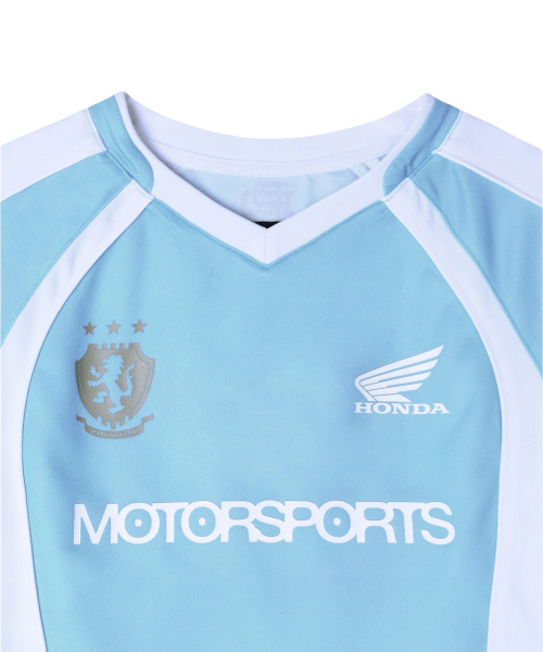 PHYPS MOTORCYCLE（フィップスモーターサイクル）の「Womens Mesh Crop Football Tee Light Blue（Tシャツ/カットソー・レディース・その他・SMALL/MEDIUM）」の4枚目の写真