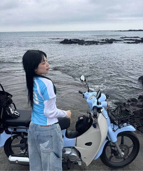 PHYPS MOTORCYCLE（フィップスモーターサイクル）の「Womens Mesh Crop Football Tee Light Blue（Tシャツ/カットソー・レディース・その他・SMALL/MEDIUM）」の6枚目の写真