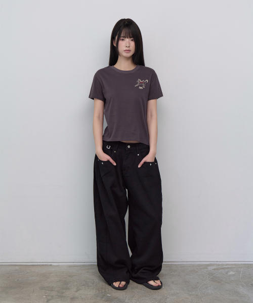 5OML(オーオーエムエル)の「ポニショートスリーブチャコール(Tシャツ/カットソー・レディース・チャコール・FREE)」の3枚目の写真