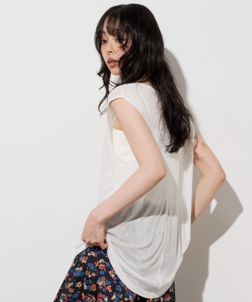 Unitage(ユニテージ)の「ヘンリーネックシアーノースリトップス(Tシャツ/カットソー・レディース・ホワイト/グレー/ピンク/レッド・FREE)」の7枚目の写真