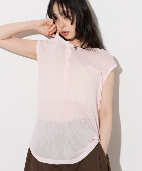Unitage(ユニテージ)の「ヘンリーネックシアーノースリトップス(Tシャツ/カットソー・レディース・ホワイト/グレー/ピンク/レッド・FREE)」の9枚目の写真