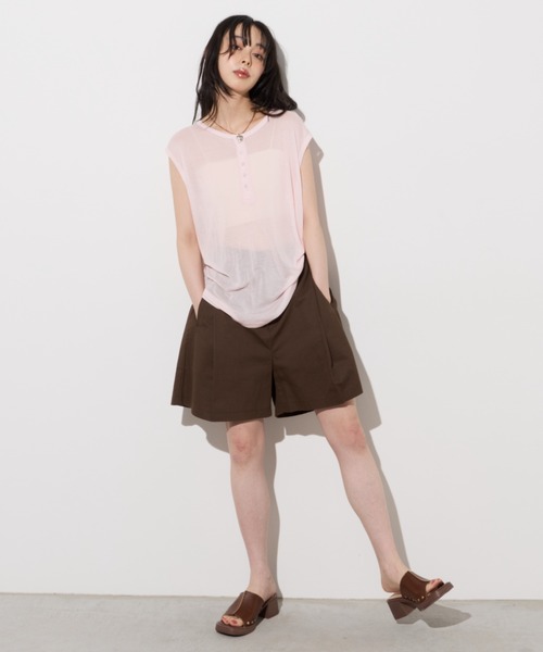 Unitage(ユニテージ)の「ヘンリーネックシアーノースリトップス(Tシャツ/カットソー・レディース・ホワイト/グレー/ピンク/レッド・FREE)」の11枚目の写真