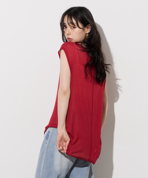 Unitage(ユニテージ)の「ヘンリーネックシアーノースリトップス(Tシャツ/カットソー・レディース・ホワイト/グレー/ピンク/レッド・FREE)」の14枚目の写真