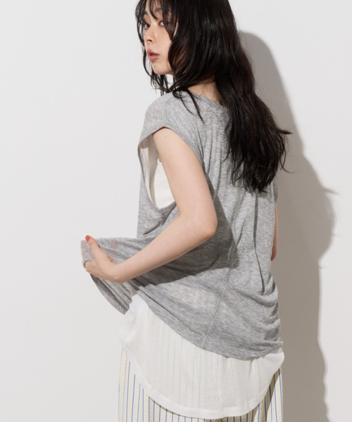 Unitage(ユニテージ)の「ヘンリーネックシアーノースリトップス(Tシャツ/カットソー・レディース・ホワイト/グレー/ピンク/レッド・FREE)」の19枚目の写真