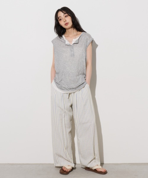 Unitage(ユニテージ)の「ヘンリーネックシアーノースリトップス(Tシャツ/カットソー・レディース・ホワイト/グレー/ピンク/レッド・FREE)」の22枚目の写真