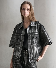 CLEL】Foil Print Trucker Design Denim Shirt / 箔プリント