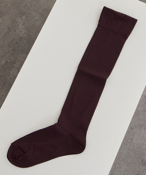 SALON adam et rope'(サロン アダム エ ロペ)の「ソフトシアーハイソックス(ソックス/靴下・レディース・グレー系その他/ボルドー/ブラック・FREE)」の1枚目の写真