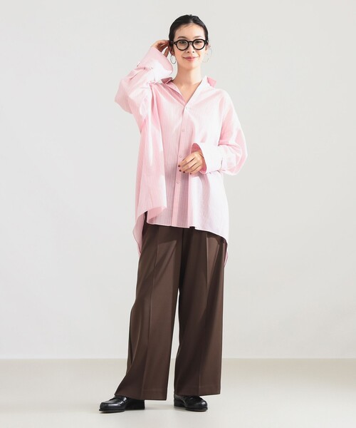Demi-Luxe BEAMS（デミルクス ビームス）の「AK+1 / コットンボイル ストライプ シャツ（シャツ/ブラウス・レディース・ピンク/サックスブルー・ONE SIZE）」の6枚目の写真