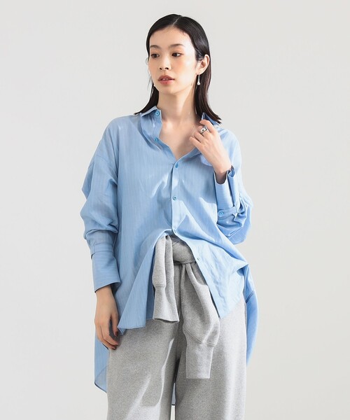Demi-Luxe BEAMS（デミルクス ビームス）の「AK+1 / コットンボイル ストライプ シャツ（シャツ/ブラウス・レディース・ピンク/サックスブルー・ONE SIZE）」の12枚目の写真
