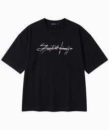 JUSTHANG（ジャストハング）の「プレミアムブラッククロメティックビッグロゴオーバーサイズ半袖Tシャツ（Tシャツ/カットソー）」