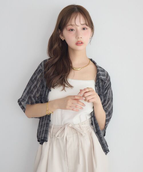 RETRO GIRL(レトロガール)の「チェックシアーショートブラウス(シャツ/ブラウス・レディース・ブラウン系その他2/ブラック系その他2・FREE)」の10枚目の写真