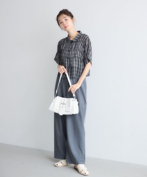 RETRO GIRL(レトロガール)の「チェックシアーショートブラウス(シャツ/ブラウス・レディース・ブラウン系その他2/ブラック系その他2・FREE)」の6枚目の写真