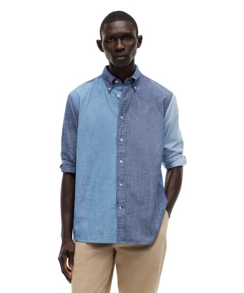 TOMMY HILFIGER(トミーヒルフィガー)の「シャンブレーブロッキングボタンダウンシャツ(シャツ/ブラウス・メンズ・ブルー・SMALL/X-LARGE/MEDIUM/LARGE)」の1枚目の写真