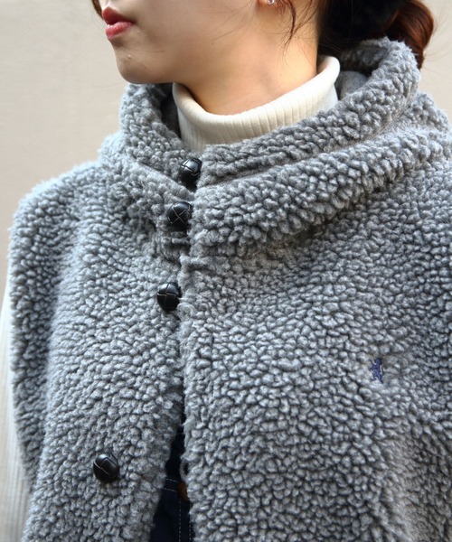 GYMPHLEX(ジムフレックス)の「Gymphlex/ジムフレックス ボアフーデッドベスト BOA HOODED VEST J-1069 BOA(ベスト・レディース・ライトベージュ/ヘザーグレー/ネイビー・L/16/M)」の4枚目の写真