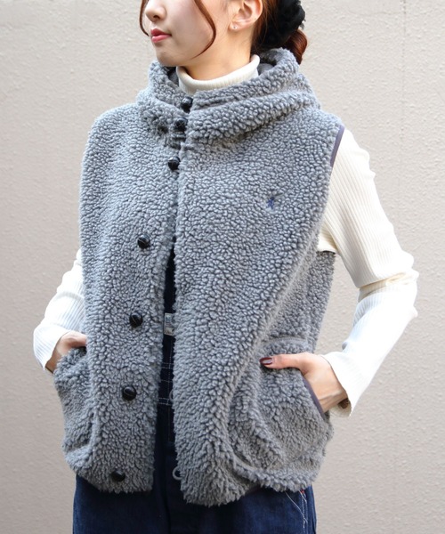 GYMPHLEX(ジムフレックス)の「Gymphlex/ジムフレックス ボアフーデッドベスト BOA HOODED VEST J-1069 BOA(ベスト・レディース・ライトベージュ/ヘザーグレー/ネイビー・L/16/M)」の6枚目の写真
