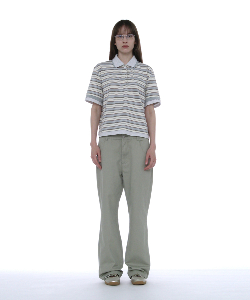 PARTIMENTO WOMEN（パルティメントウィメン）の「ダブルレイヤードストライプポロTシャツ_スカイ（ポロシャツ・レディース・その他・SMALL/MEDIUM）」の2枚目の写真