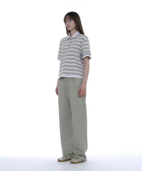 PARTIMENTO WOMEN（パルティメントウィメン）の「ダブルレイヤードストライプポロTシャツ_スカイ（ポロシャツ・レディース・その他・SMALL/MEDIUM）」の3枚目の写真