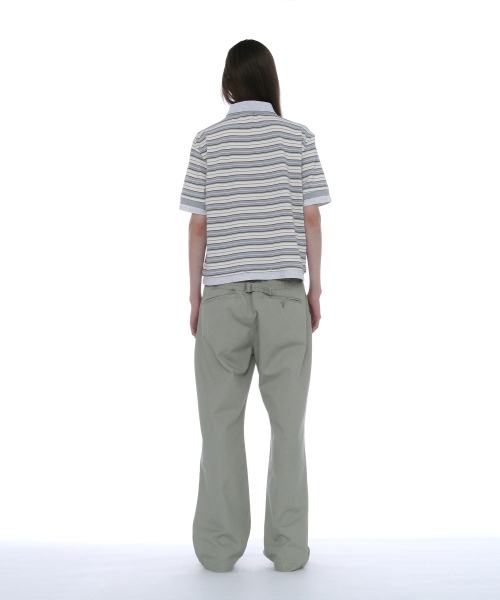 PARTIMENTO WOMEN（パルティメントウィメン）の「ダブルレイヤードストライプポロTシャツ_スカイ（ポロシャツ・レディース・その他・SMALL/MEDIUM）」の4枚目の写真