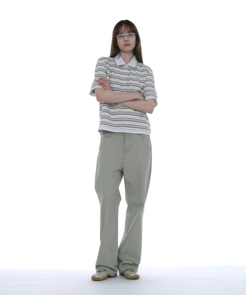 PARTIMENTO WOMEN（パルティメントウィメン）の「ダブルレイヤードストライプポロTシャツ_スカイ（ポロシャツ・レディース・その他・SMALL/MEDIUM）」の6枚目の写真