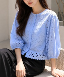 インド綿カットワーク刺繍コクーンシャツ