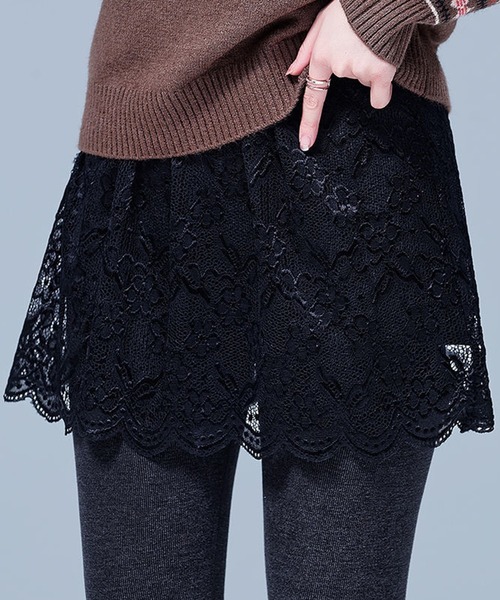 DAY CLOSET(デイ クローゼット)の「【重ねて穿くだけで涼やか&抜け感アップ】きれいめ スカラップヘム レイヤード レース スカート レディース(スカート・レディース・ホワイト/ブラック・M/L)」の2枚目の写真