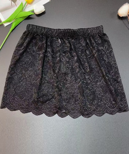 DAY CLOSET(デイ クローゼット)の「【重ねて穿くだけで涼やか&抜け感アップ】きれいめ スカラップヘム レイヤード レース スカート レディース(スカート・レディース・ホワイト/ブラック・M/L)」の14枚目の写真