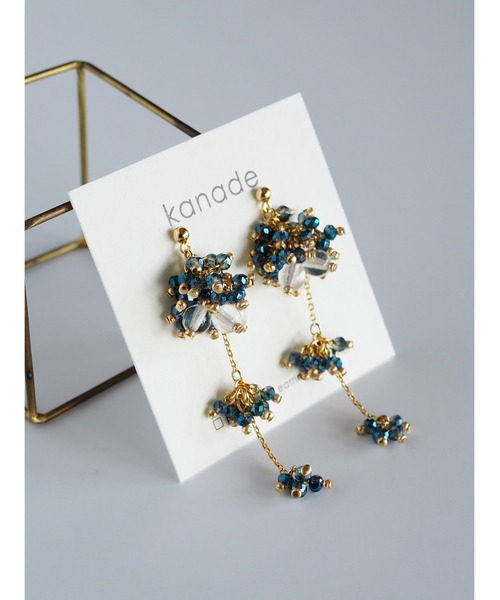 tone(トーン)の「【kanade】たっぷりビーズロングピアス(MA)(ピアス(両耳用)・レディース・グリーン/ホワイト/ブルー・FREE)」の19枚目の写真