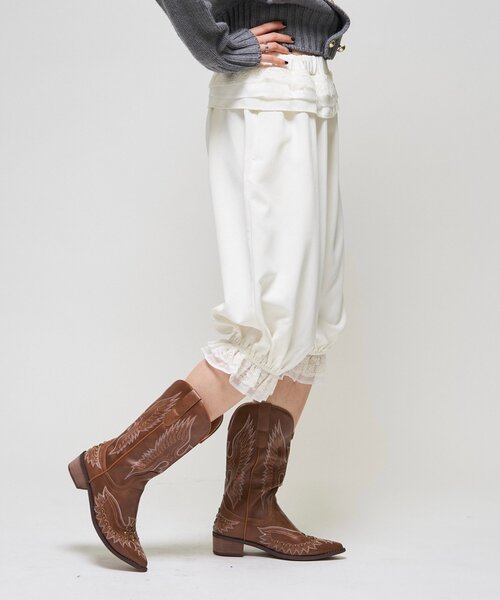 WHO'S WHO gallery(フーズフーギャラリー)の「【26AW LOOK掲載品番】フリルミディサーカスパンツ(その他パンツ・レディース・ブラウン/ブラック/アイボリー・FREE)」の6枚目の写真