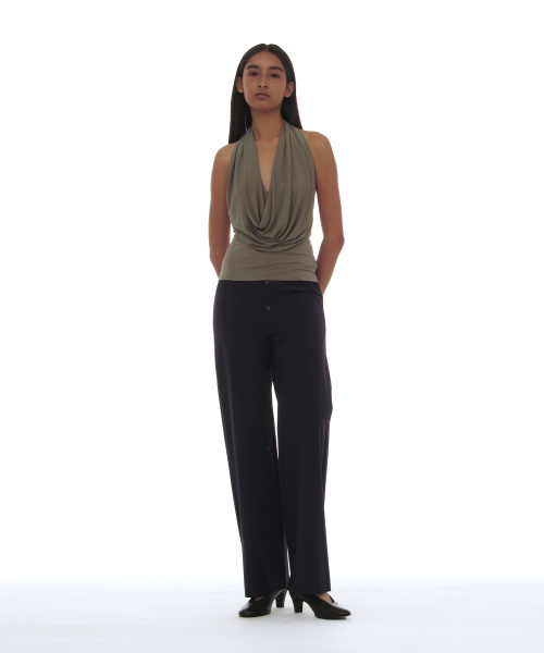 PARTIMENTO WOMEN(パルティメントウィメン)の「PWC ボタン スリム ストレート トラウザー_ネイビー(その他パンツ・レディース・その他・SMALL/MEDIUM/LARGE)」の1枚目の写真