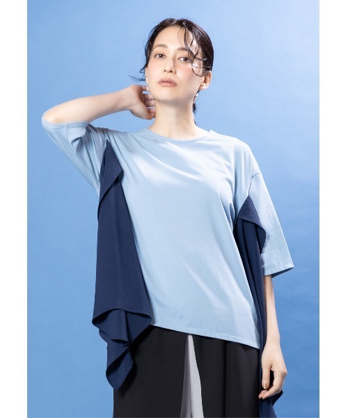 OSMOSIS(オズモーシス)の「ビスチェレイヤードTシャツ(Tシャツ/カットソー・レディース・ブラック/サックスブルー/ホワイト・ONE SIZE)」の3枚目の写真