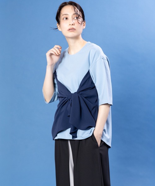OSMOSIS(オズモーシス)の「ビスチェレイヤードTシャツ(Tシャツ/カットソー・レディース・ブラック/サックスブルー/ホワイト・ONE SIZE)」の18枚目の写真