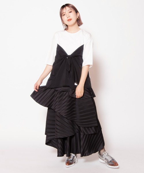 OSMOSIS(オズモーシス)の「ビスチェレイヤードTシャツ(Tシャツ/カットソー・レディース・ブラック/サックスブルー/ホワイト・ONE SIZE)」の15枚目の写真