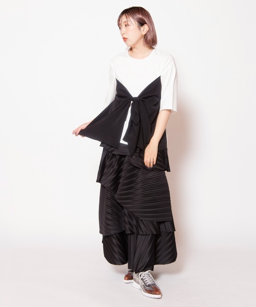OSMOSIS(オズモーシス)の「ビスチェレイヤードTシャツ(Tシャツ/カットソー・レディース・ブラック/サックスブルー/ホワイト・ONE SIZE)」の16枚目の写真