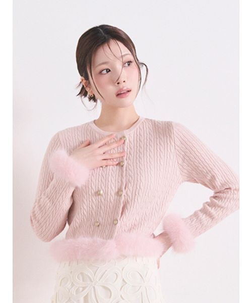 CELFORD(セルフォード)の「カシミア混ファートリムニットカーディガン(カーディガン/ボレロ・レディース・ライトピンク/グレー/キャメル/アイボリー・F)」の4枚目の写真